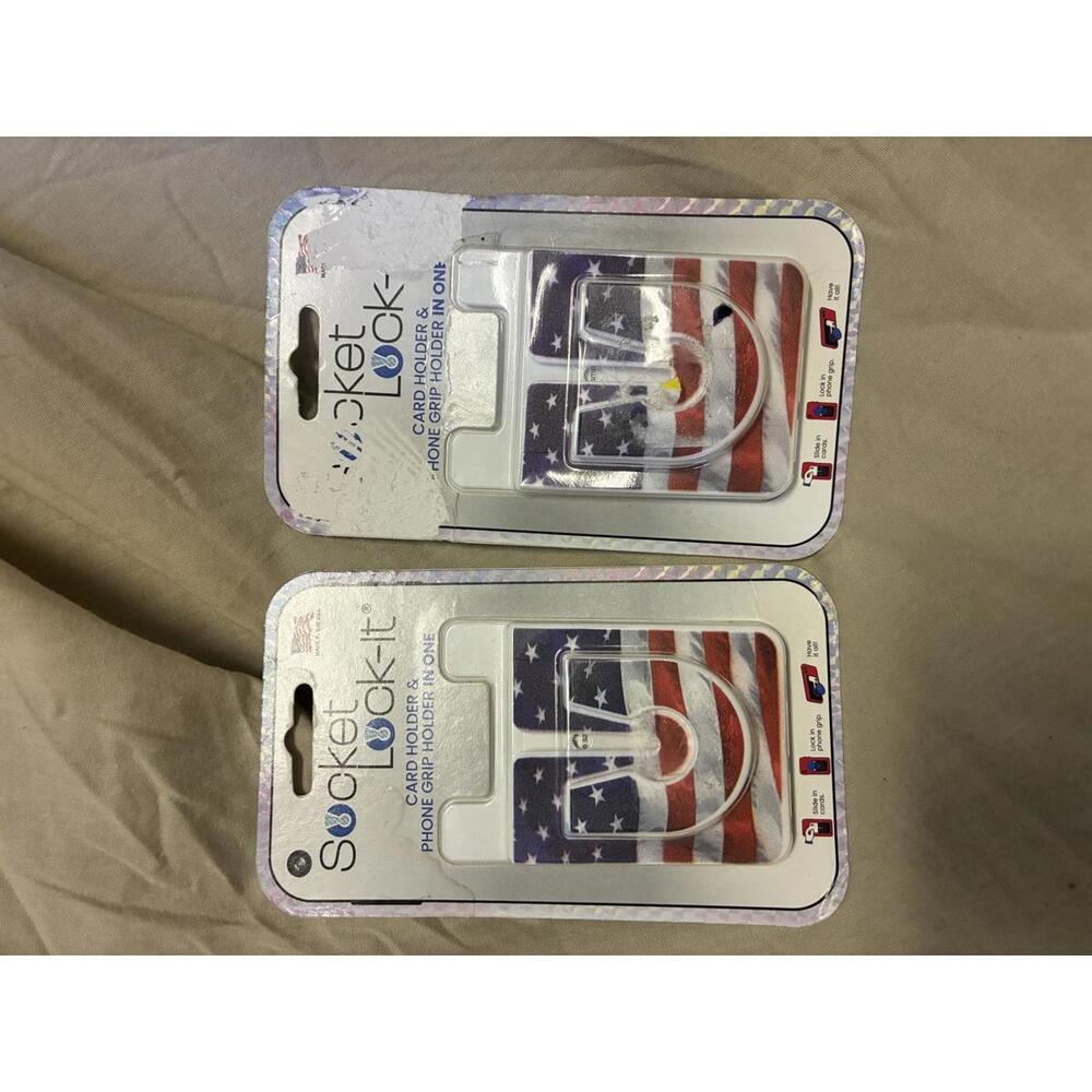 Socket Lock-It Card Holder & Phone Grip Holder - American Flag Design
